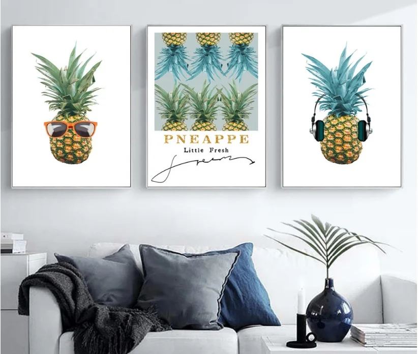 Nordic Кухня крючок номер Украшение фрукты ананас холст Картины Wall Art печать рисунка