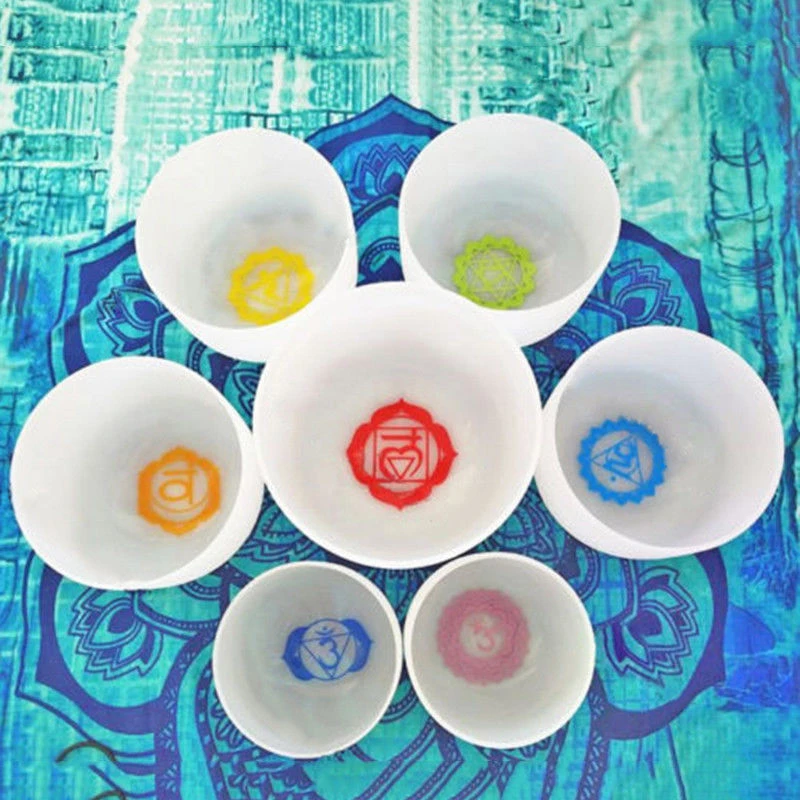 

TOPFUND Chakra 7"-12" Set with Paternoster of 7pcs Crystal Singing Bowls