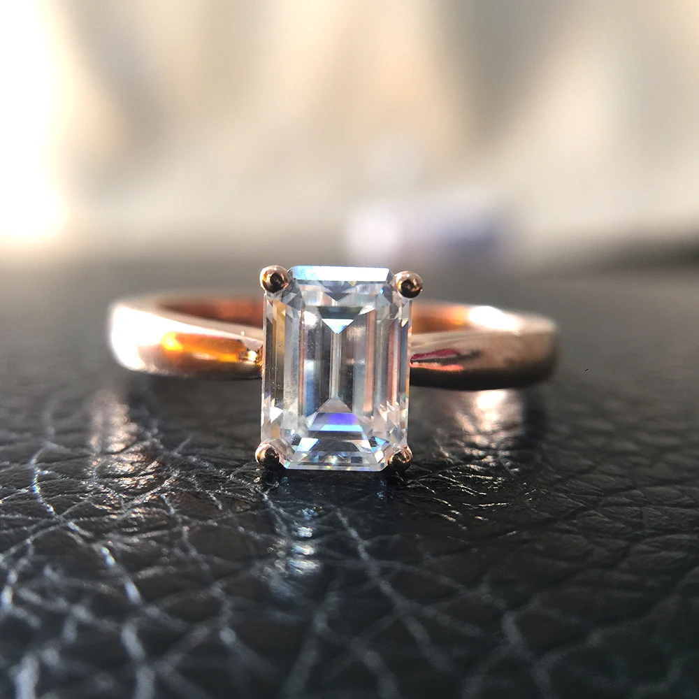 2.7ct 9*7 мм DEF бесцветный изумруд отличный порезной Moissanite обручальное кольцо