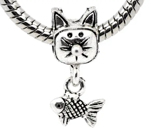 Doreenbeads розница серебристые Подвески в виде рыбки подвески котов Подходит для