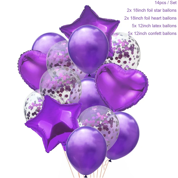 Purple Set 2 Йориу с днем рождения конфетти для воздушного шара Латексные Шары Любовь балон фольги Воздушные шары набор Oh Baby Shower мальчик девочка Свадебная вечеринка Декор - Цвет: Purple Set 2