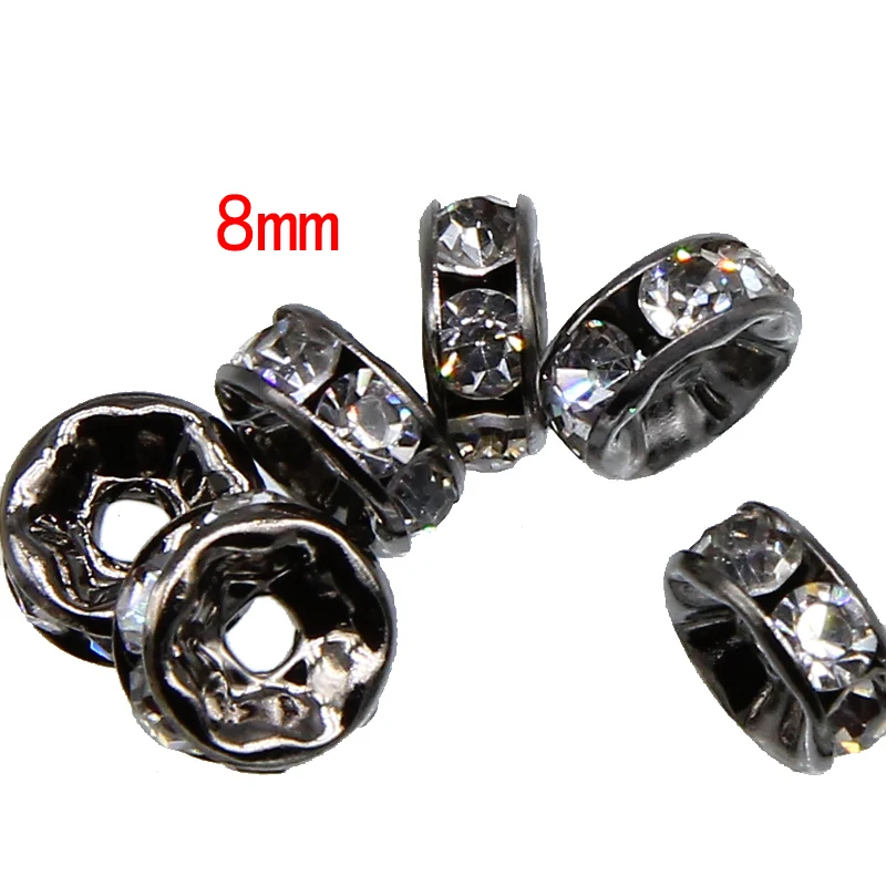 Круглые бусины со стразами золотистого/серебристого цвета 100 шт./лот 8 мм|Бусины| |