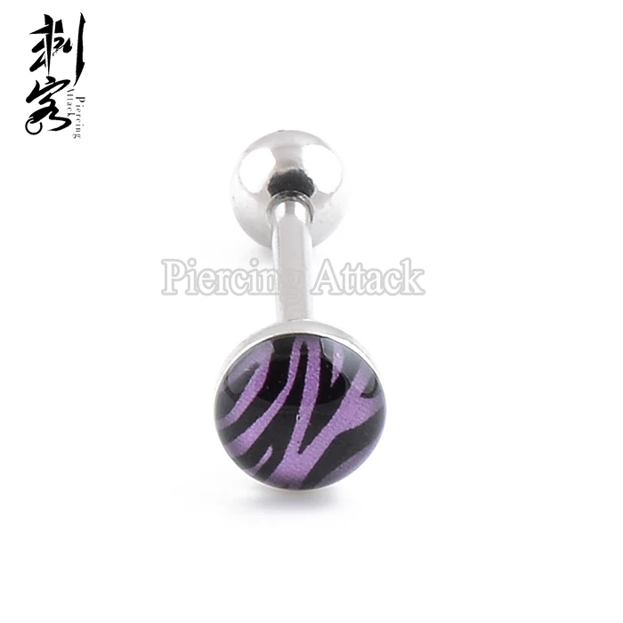 Штанга с принтом зебры купол топ оптовая продажа ювелирные изделия тела в Китае |