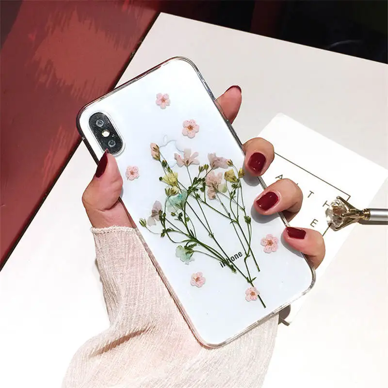 Epoxy Pressed Flower For Iphone 6 6s 7 8P X Xs Xr Xsmax Tpu Transparent Anti-Drop Mobile Phone Case |