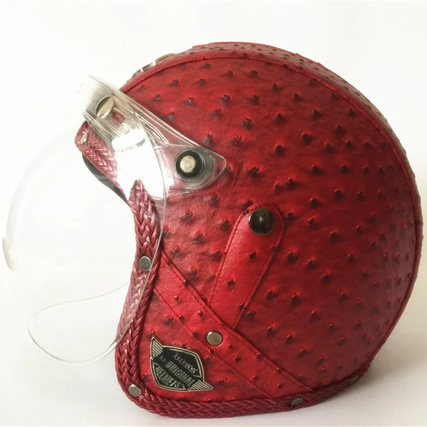 Pineapple pattern Мотоциклетный шлем Ретро Винтаж Синтетическая кожа Casco Moto Cruiser Chopper скутер Кафе Racer 3/4 открытый шлем DOT - Цвет: Pineapple pattern