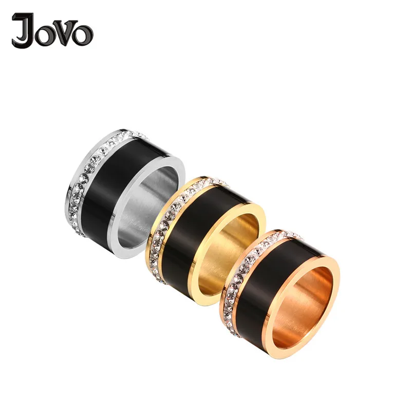Круглый CZ Кольцо роскошные ювелирные изделия из нержавеющей стали Черный Белый