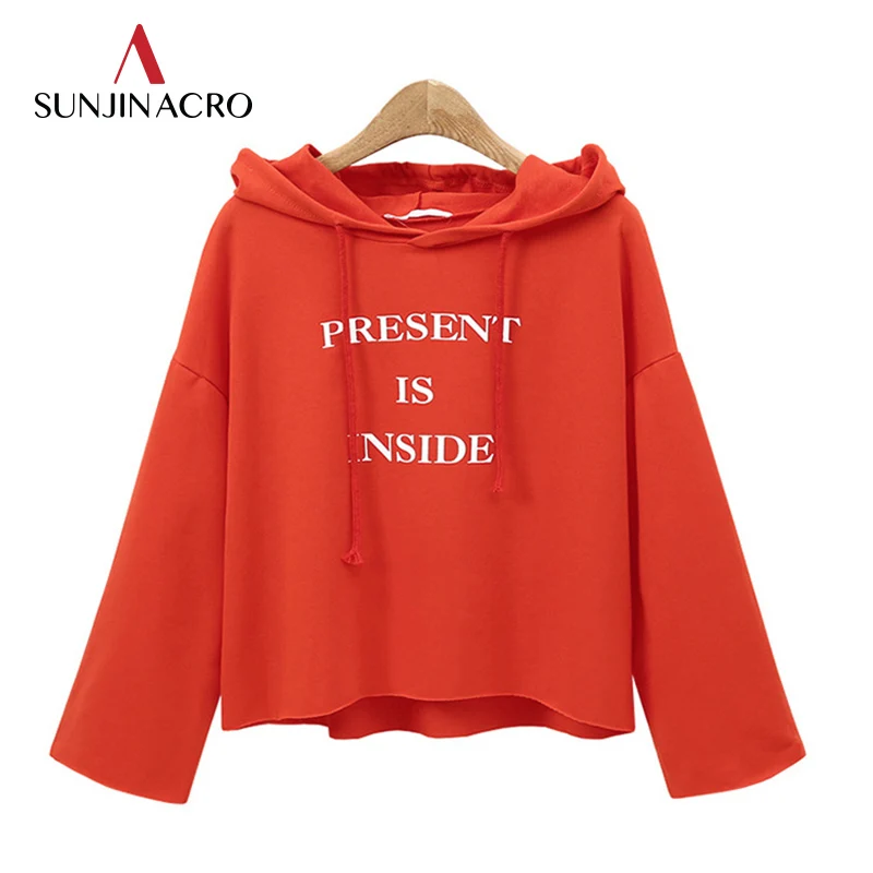 2018 Женская толстовка с длинным рукавом и принтом букв на плече укороченный топ