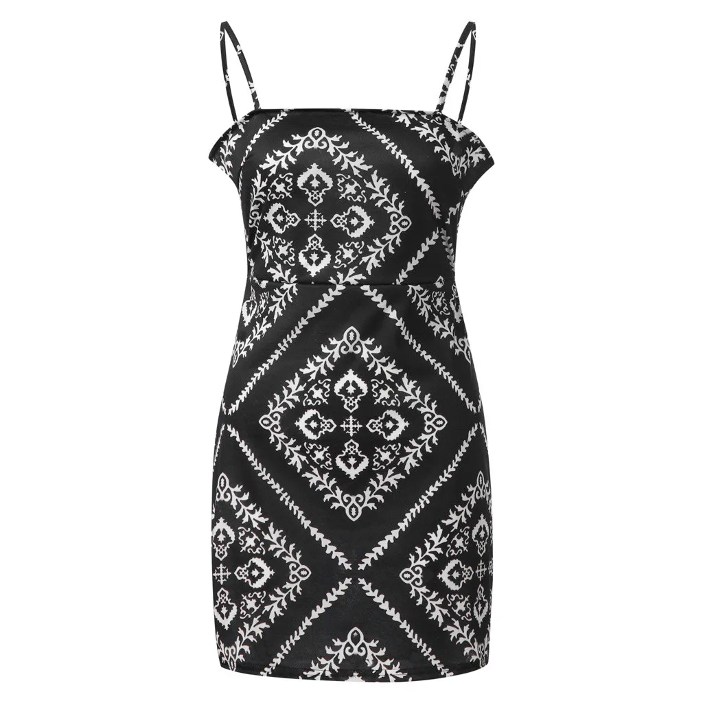 Женское летнее платье повседневное богемное мини на бретельках без рукавов с