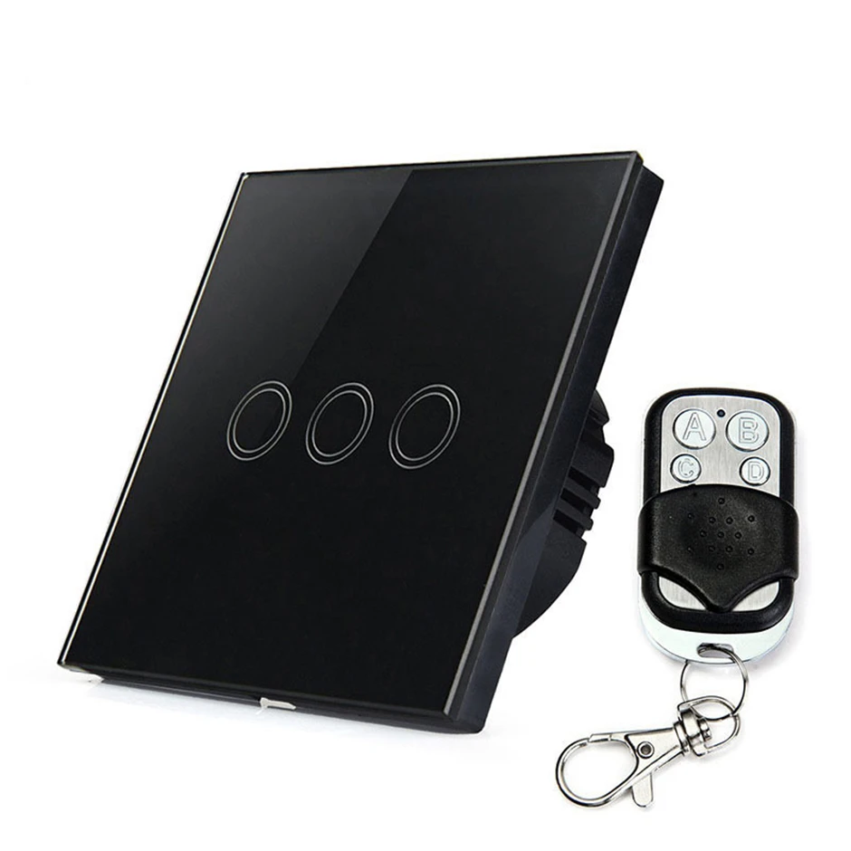Умный сенсорный выключатель 3 клавиши 1 канал стеклянная панель переключатель