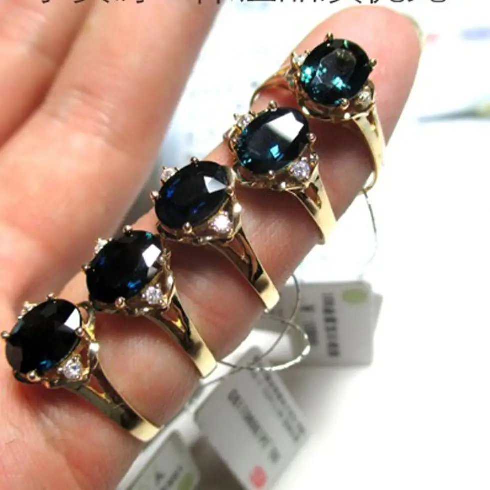 Женское кольцо с натуральным сапфиром желтое золото 18 К 1 5 карат|anel ring|gold naturalyellow