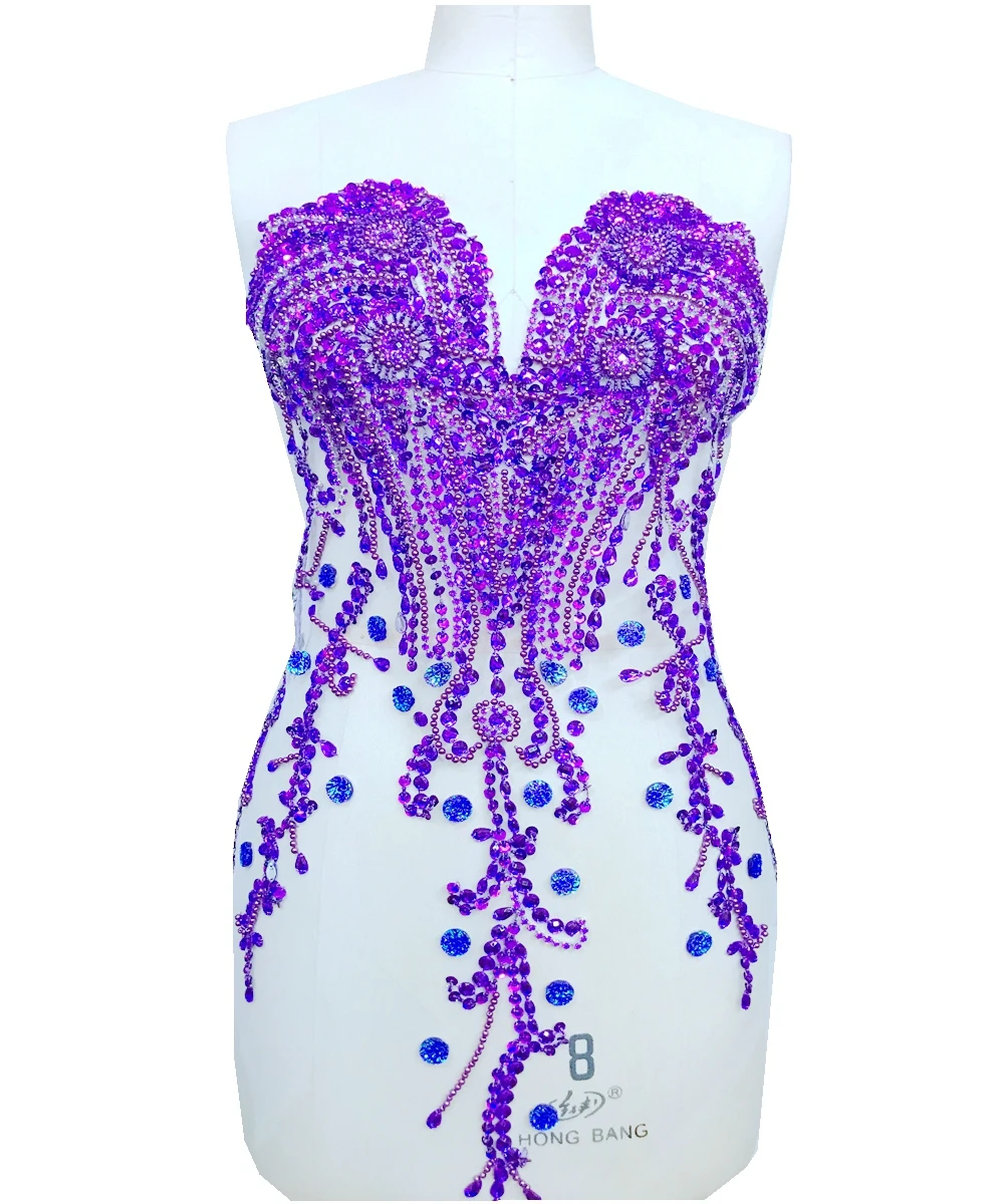 Ручная работа фиолетовые декоративные нашивки в виде страусиных перьев 66*34 см