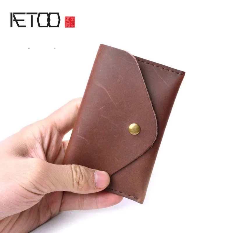Мужской кошелек AETOO держатель для банковских карт из коровьей кожи тонкий карт|bus