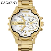 cagarny classic designer watches men gold stainless steel fashion mens quartz watch man dual times date sport reloj hombre 2019
