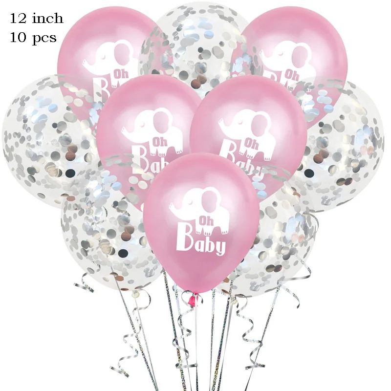 Leeiu Happy Birthday Oh Baby Elephant Balloons Baby Shower Silver Confetti Ballons Birthday Decoration Jungle Party Supplies