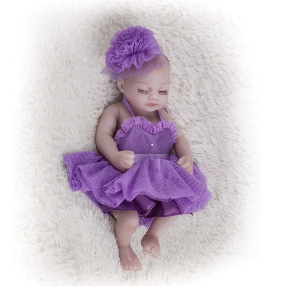 28 см Милые силиконовые куклы Reborn Baby закрытые глаза ручная работа реалистичные