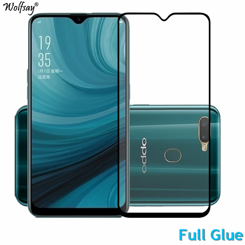2 uds Pantalla de pegamento completo Protector para OPPO A7 7 cubierta completa de vidrio templado de vidrio para OPPO A7 9H 2.5D pel&iacute;cula de calidad suprema Wolfsay-0