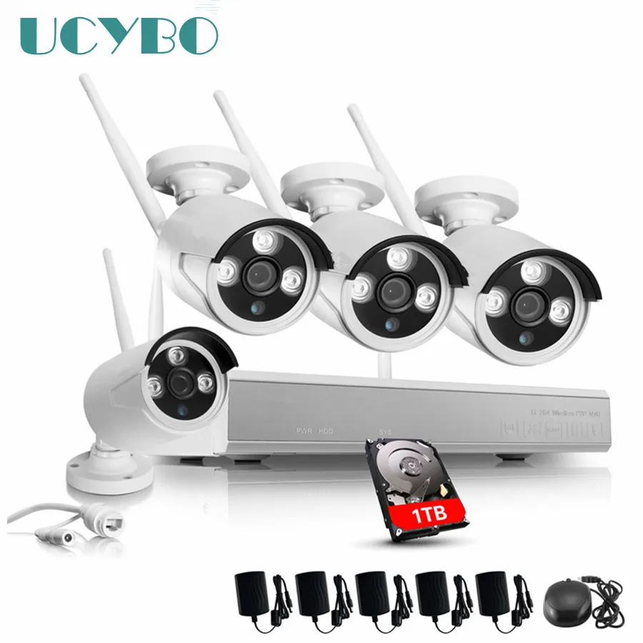 4CH беспроводная WIFI IP камера NVR комплект видеонаблюдения 1.3MP 960P HD ONVIF P2P наружная