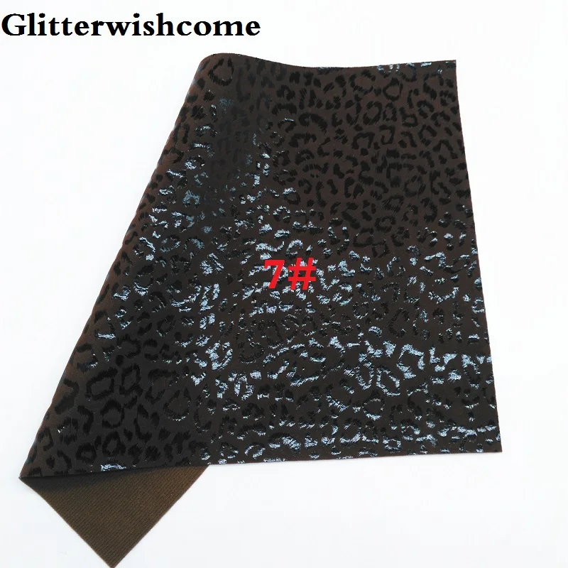 7 Glitterwishcome 21X29 см A4 Размер Vinil Para Lazos, листы из искусственной кожи, леопардовая искусственная кожа ткань для бантов, GM147A - Цвет: 7