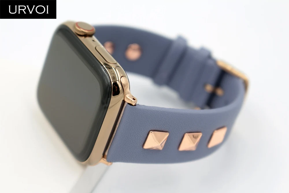 URVOI Шипованный ремешок для apple watch series 5 4 3 2 1 Swift кожаный ремешок rockstud для iWatch наручные часы в стиле панк ручной работы дизайн