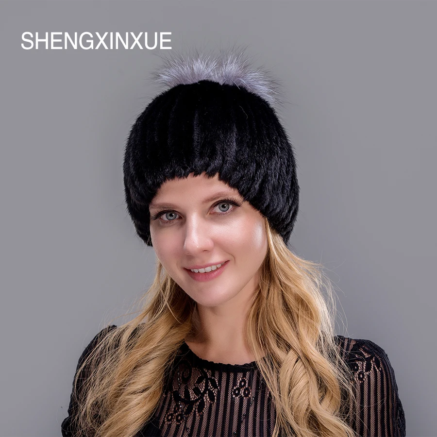 Женская шапка JIQIUZHANXUEFEI из лисьего меха норки зимняя для детей зима 2019 | Аксессуары