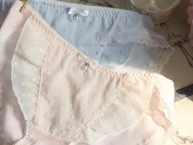 Настоящая фотография, Размеры M, L, XL, хлопковые шифоновые милые сексуальные трусики в стиле Лолиты, милые трусики принцессы, нижнее белье, трусики-стринги WP331