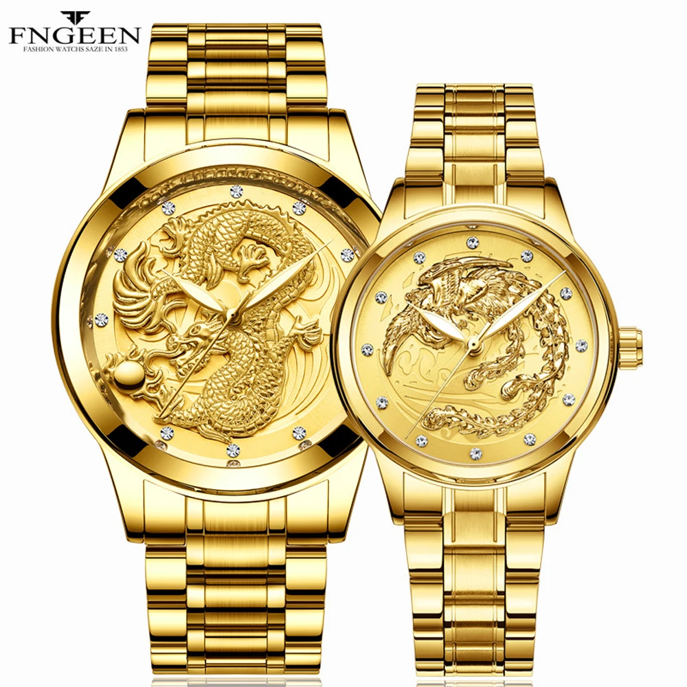 

Lovers Watches for Women Men Watch Steel Luminous Wrist Watch FNGEEN Fashion Luxury Male Clock Female Watch Gold Couple Watches