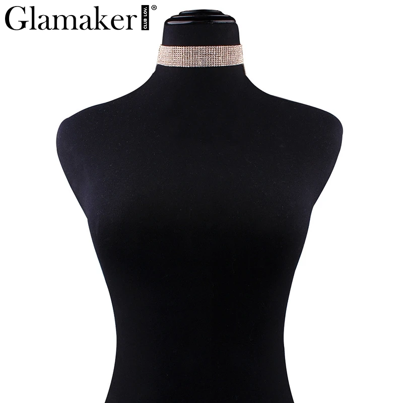 Glamaker сексуальные модные стразы колье-чокер шикарные вечерние женские ожерелья Аксессуары Клубное цепное ожерелье Бижу