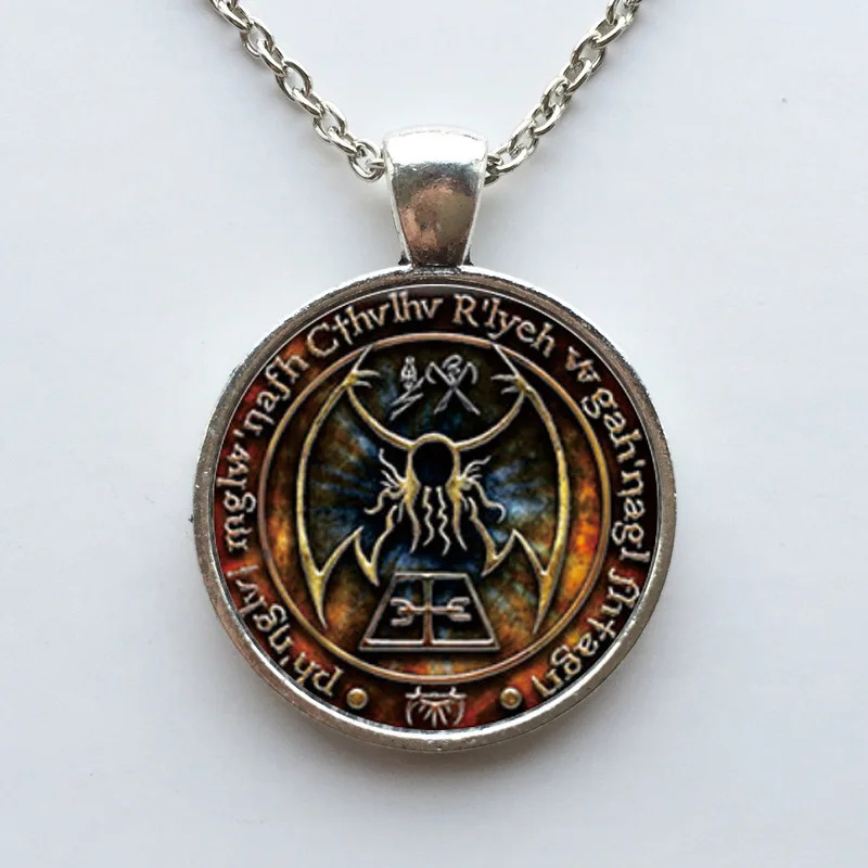 Cthulhu R'lyeh Sigil Pendant inspired by H.P. Lovecraft Necklace Glass Photo cabochon necklace | Украшения и аксессуары