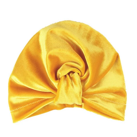 Yellow bow hat Новая бархатная детская шапка для девочек, осенне-зимняя шляпа для мальчика, реквизит для фотосъемки, эластичная Младенческая шапочка, тюрбан, шапка, аксессуары для малышей - Цвет: Yellow bow hat