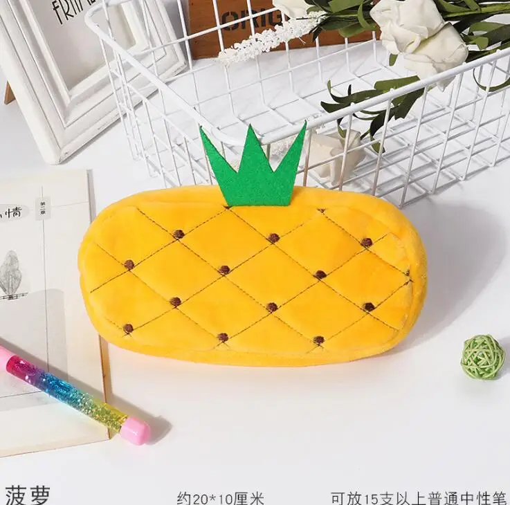 1pc Kawaii моделирование фрукты пенал с животными короткие плюшевые Школьные Канцелярские ручки сумка для девочек и мальчиков школьные принадлежности - Цвет: 1pc