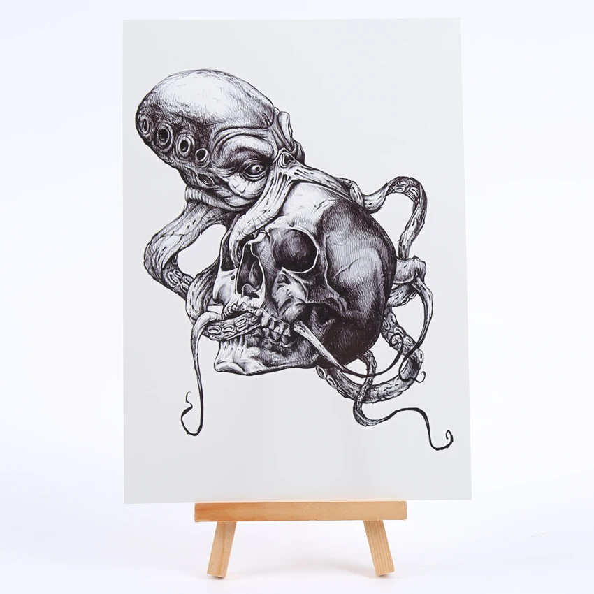 

Terror of the octopus killer temporary tattoos men skull waterproof tatoo temporary stickers tatouage temporaire flash tattoo
