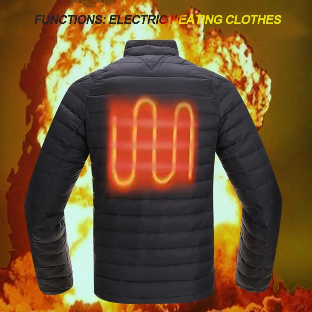 Men Sports Solid Casual Electric Heating Clothing Jacket Windproof Winter Outerwear Lightweight Adjustable Temperature | Мужская одежда
