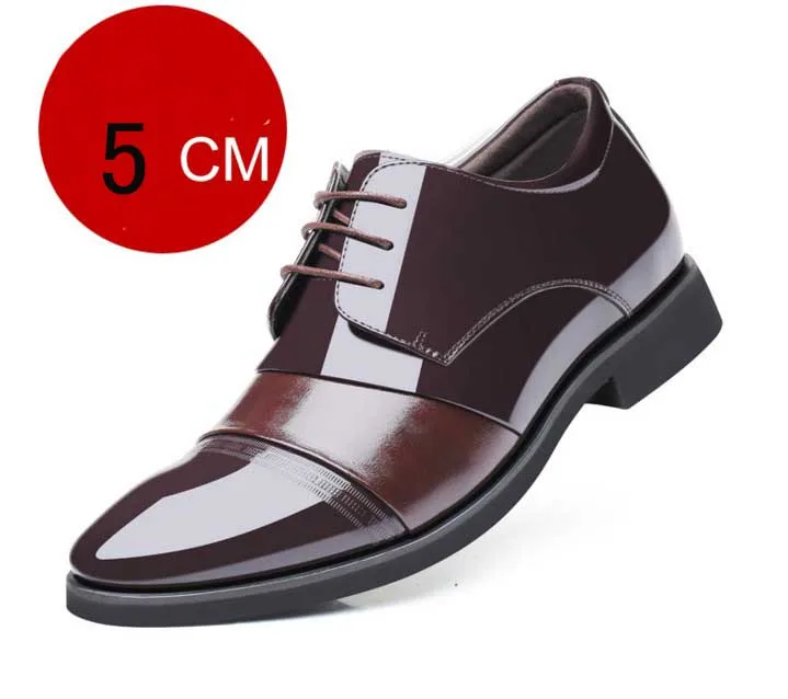 brown 5 cm Cyabmoz/повседневная кожаная обувь, увеличивающая рост 5 см/7 см; модная мужская обувь, увеличивающая рост; свадебные модельные туфли для молодых мужчин; офисные туфли - Цвет: brown 5 cm