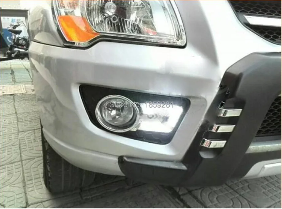 2007~ 2013 KIA sportage Дневной светильник, к вашей двери! Светодиодный, KIA sportage туман светильник, 2 шт./компл., цвет: белый/белый+ синий проигрывания