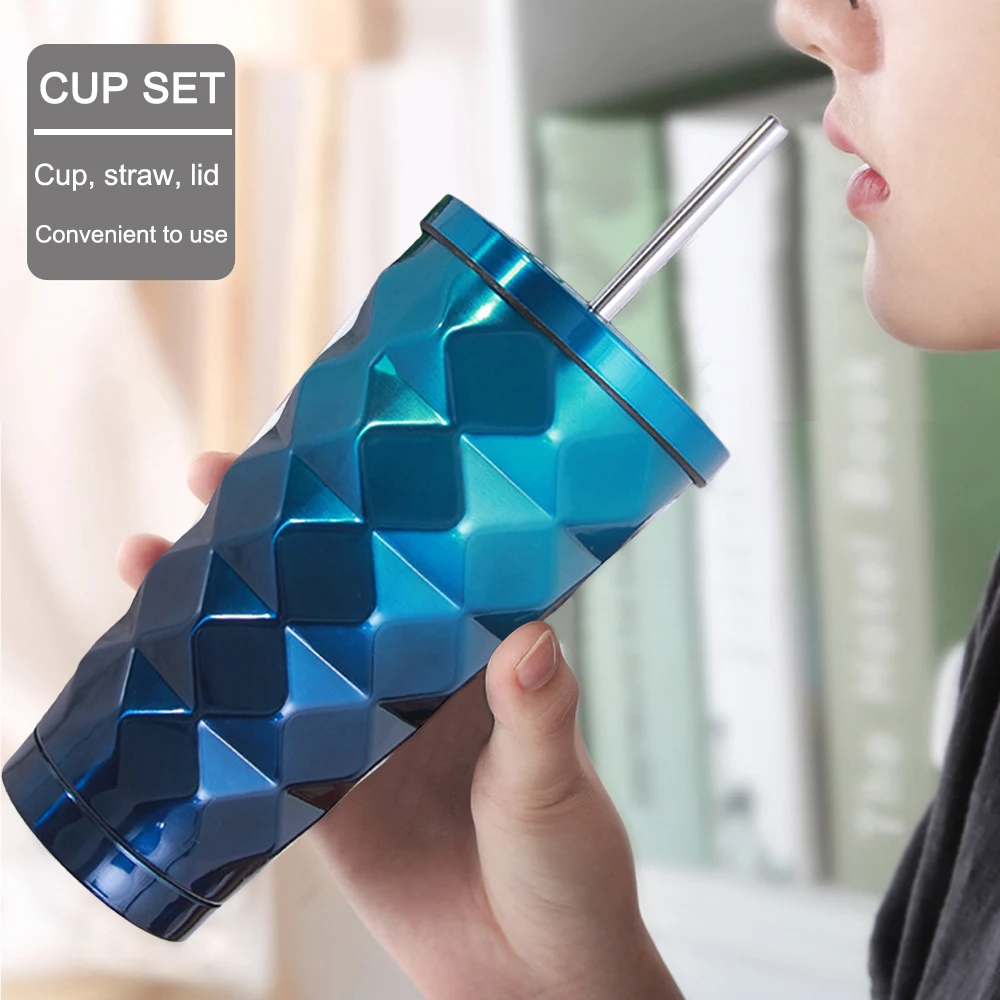 Чашка для воды 500 мл кружки кофе из нержавеющей стали с алмазным градиентом