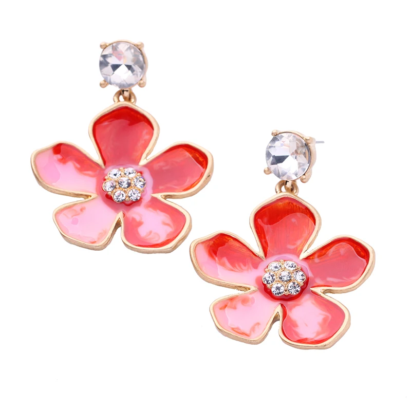 2017 летний модный эмалевый серьги для женщин черный оранжевый Бохо большой цветок