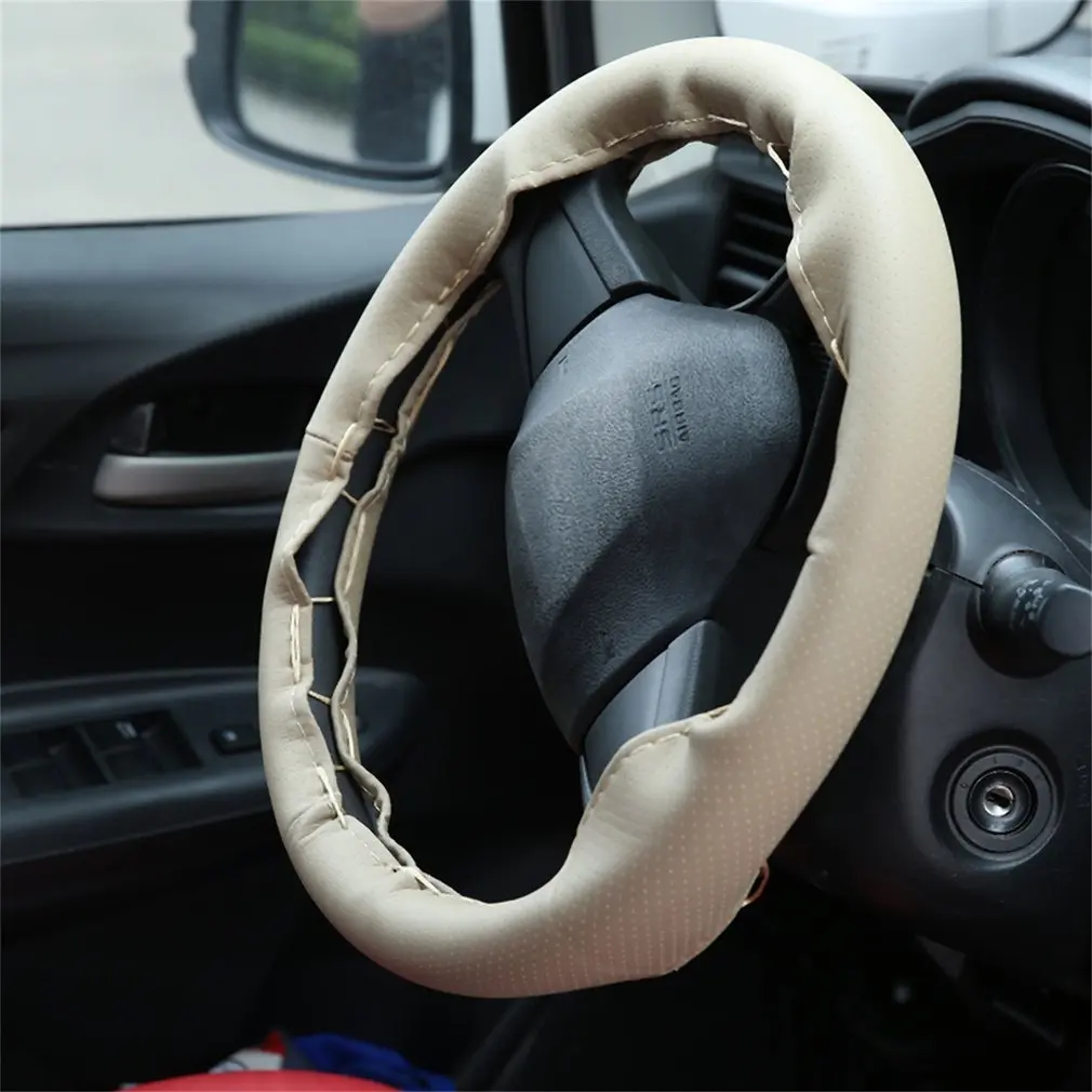 3 цвета DIY текстура мягкий Авто Руль крышка с иглами и резьбой искусственная кожа автомобильные чехлы Люкс