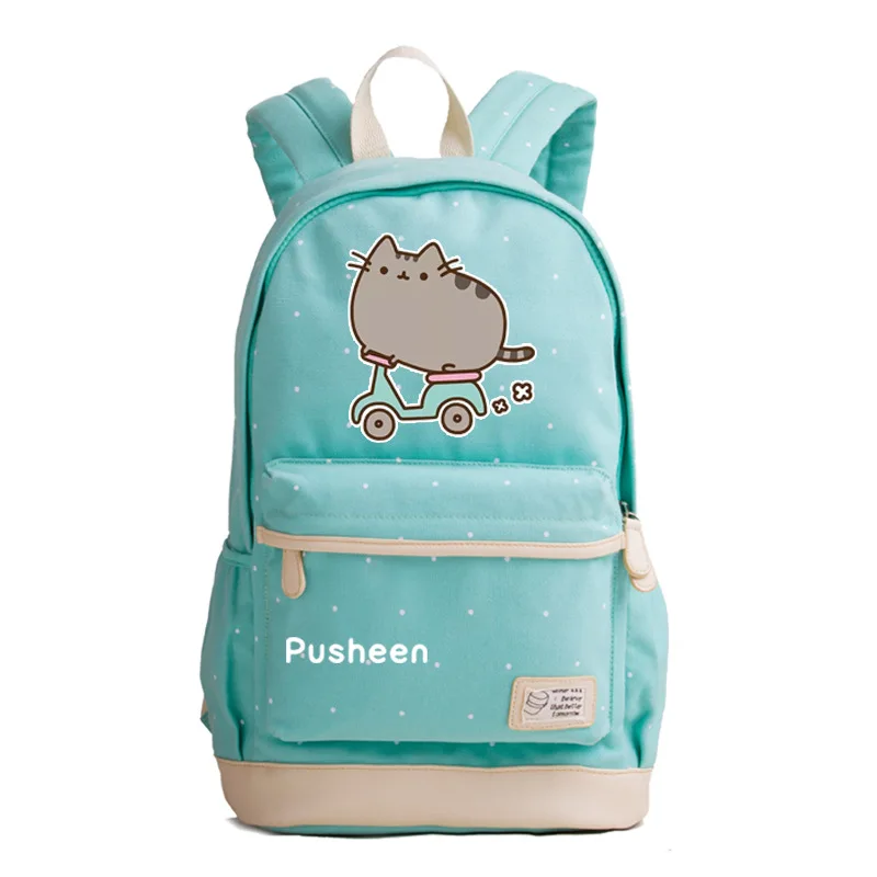 Холщовый Рюкзак для чтения кошек и верховой езды школьный ранец в горошек