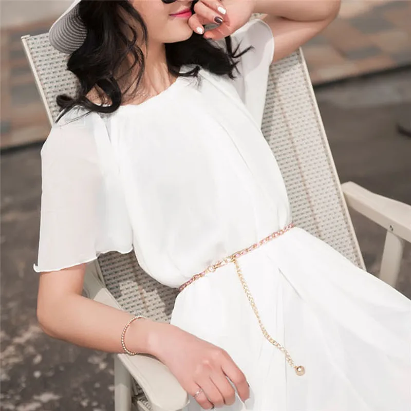 Женская мода имитация поясная цепочка с жемчугом женские оливетовые тонкие