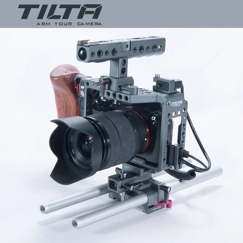 Новый Tilta ES T17A A7 Rig A7S A72 A7R A7R2 клетка + опорная пластина новая деревянная ручка для