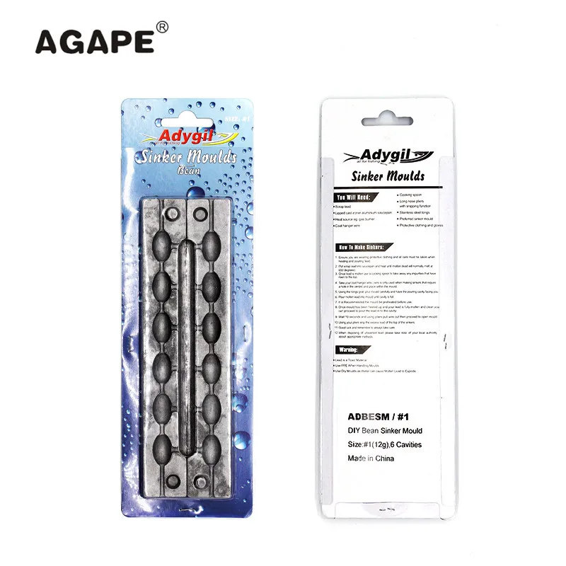 AGAPE DIY рыболовные бобовые грузила прессформы ADBESM/#1 бобовые грузила 12 г 6 полостей