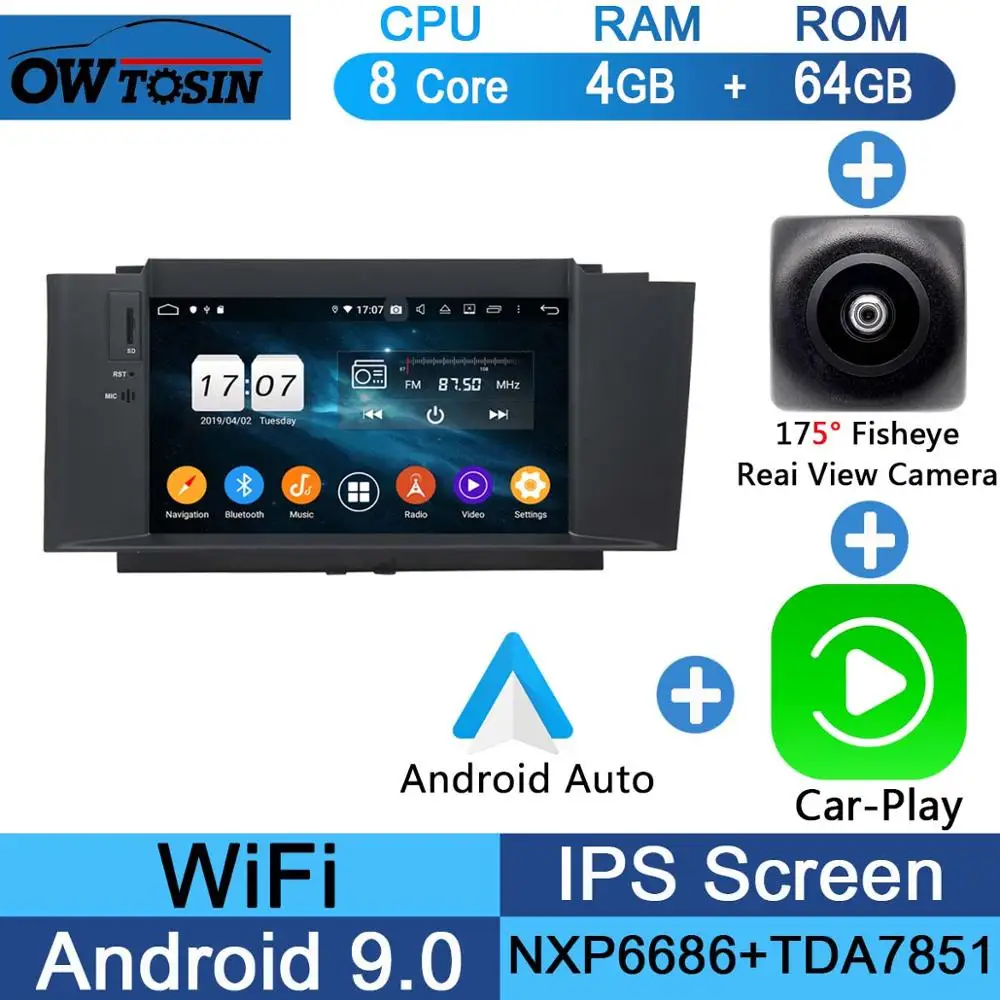 " ips 8 ядра, 4 ГБ, 64 ГБ, Android9.0 машинный DVD проигрыватель для Citroen C4 C4L DS4 2012 2013 DSP радио gps мультимедиа - Цвет: Fisheye Carplay n A