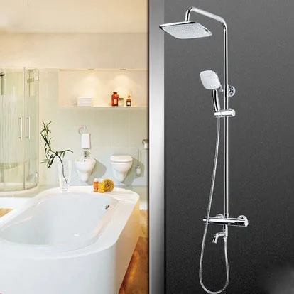 

Modern Chrome Finish Interllige Temperature Air Nozzle Spout Wall Mounted Thermostatic Shower Set with ABS Shower Head