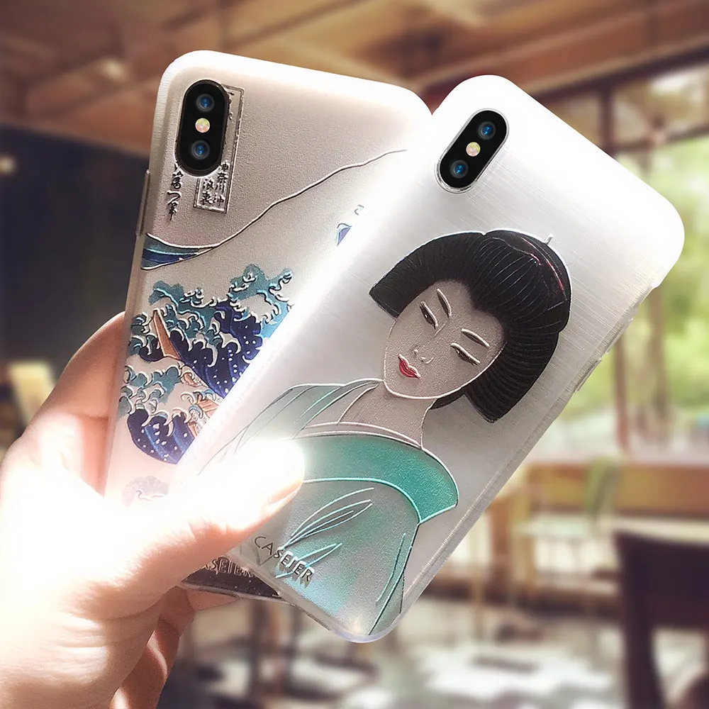 Caseier большая волна печать чехол для iPhone X 7 8 6 S Plus прозрачная накладка-чехол на