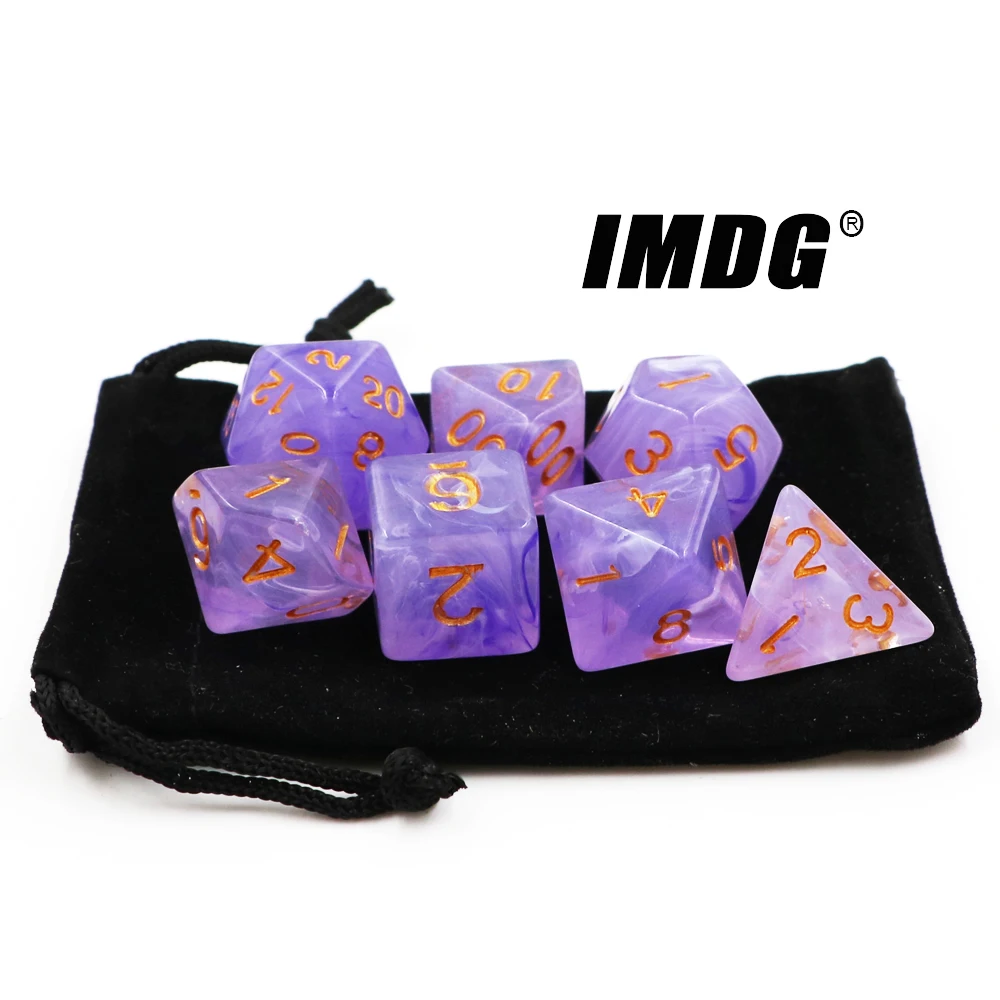 IMDG 7 шт./компл. креативные RPG игровые кубики многогранные Акриловые Кубики DND