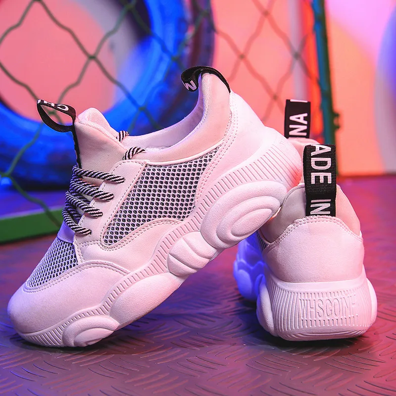 Женская Повседневная обувь 2019 модные сетчатые и кожаные женские кроссовки на