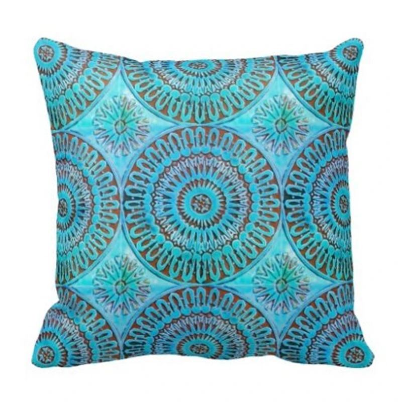 Лидер продаж цвета морской волны подушка мандалы чехол марокканский Мандала для