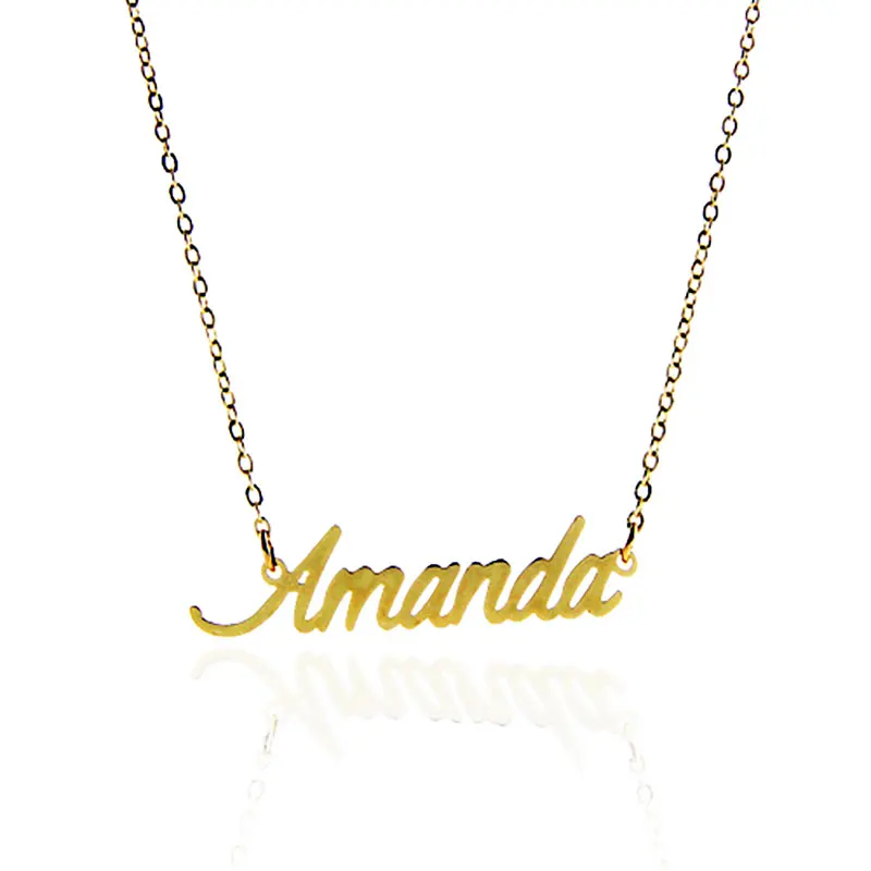 

Name Amanda Pendant Necklace for Women Gold Letter Nameplate Pendant Charms Stainless Steel Jewelry Gift NL2395