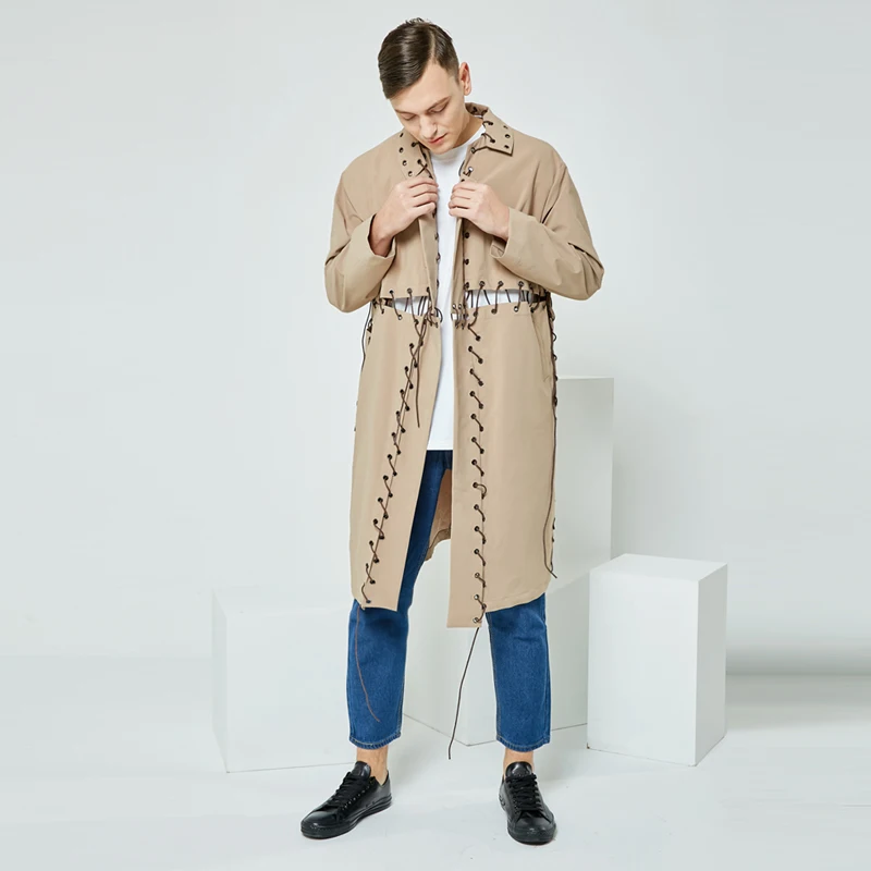 Ветровка мужская простая и длинная в европейском американском стиле на весну