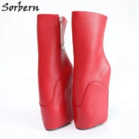 sorbern fashion red ankle boots for women ballet high heel wedge heelless custom wide fit shoes ladies fetish heels pink boots